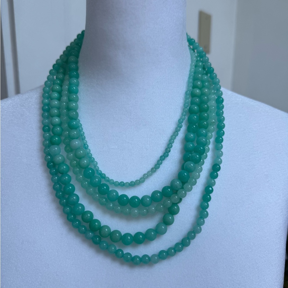 Talbots Multi-Strand Aqua Beaded Necklace & Bracelets, NWT